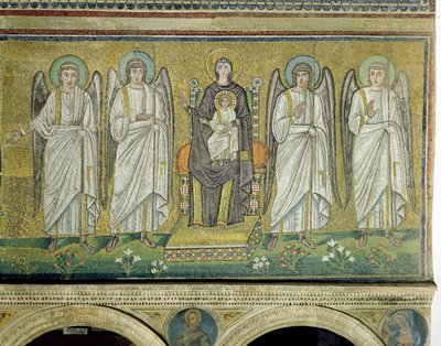 Madonna col Bambino in trono e angeli (mosaico) da Byzantine School